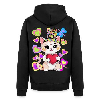 Katze Geburtstag Kinder Kind Herz Herzen Baby - Unisex Premium Bio Zip Hoodie - Schwarz - Hinten - Nico (187cm)