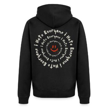 I Hate Everyone – Lustiges sarkastisches Humor-Design - Unisex Premium Bio Zip Hoodie - Schwarz - Hinten - Nico (187cm)