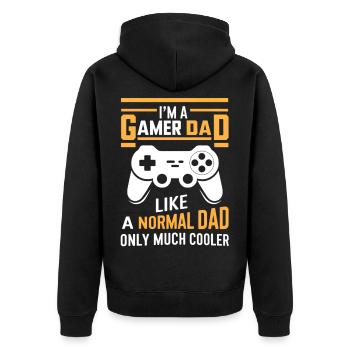 Gamer Dad Shirt, Funny Dad T-Shirt, Father's Day G - Veste à capuche bio Premium Unisexe - noir - Dos - Nico (187cm)