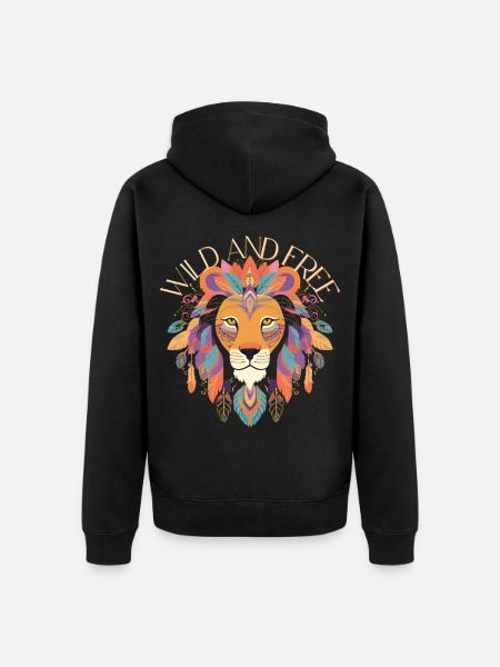 Wilder Frei Lion Art - Unisex Premium Organic Zip Hoodie - black