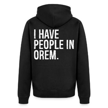 J’ai des gens à Orem - Veste à capuche bio Premium Unisexe - noir - Dos - Nico (187cm)