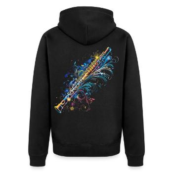 Flöten Comic - Unisex Premium Bio Zip Hoodie - Schwarz - Hinten - Nico (187cm)