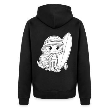 Little Surfer Girl - Unisex Premium Organic Zip Hoodie - black - Back - Nico (187cm)