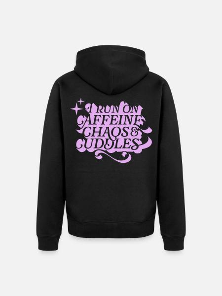 Caffeine Chaos Cuddles – Power Mode On - Unisex Premium Bio Zip Hoodie - Schwarz