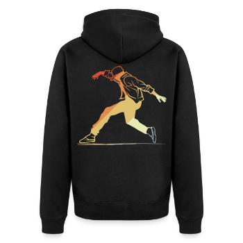 Retro Breakdancing - Unisex Premium Bio Zip Hoodie - Schwarz - Hinten - Nico (187cm)