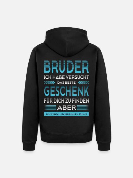 Bester Bruder Geschenk Lustiger Spruch Geschwister - Unisex Premium Bio Zip Hoodie - Schwarz