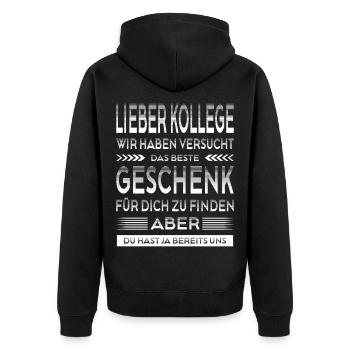 Bester Kollege Geschenk Lustiger Spruch Büro - Unisex Premium Bio Zip Hoodie - Schwarz - Hinten - Nico (187cm)