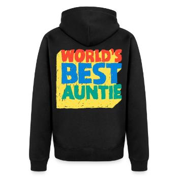 World's Best Auntie Pop Design - Unisex Premium Organic Zip Hoodie - black - Back - Nico (187cm)
