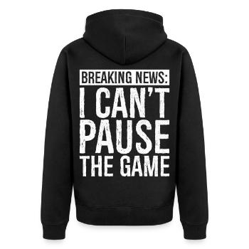 breaking news I can't break the game - Unisex Premium Organic Zip Hoodie - black - Back - Nico (187cm)