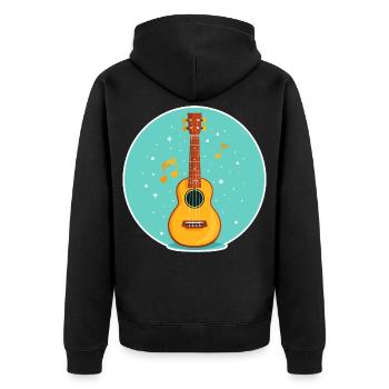 Ukulele Illustration - Unisex Premium Bio Zip Hoodie - Schwarz - Hinten - Nico (187cm)