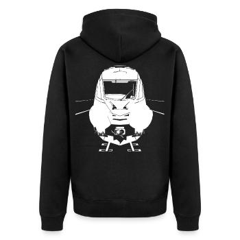 Railway Sketch - Unisex Premium Organic Zip Hoodie - black - Back - Nico (187cm)