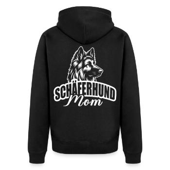 "Shepherd Mom" with dog head - Unisex Premium Organic Zip Hoodie - black - Back - Nico (187cm)