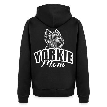 « Yorkie Mom » avec tête de chien - Veste à capuche bio Premium Unisexe - noir - Dos - Nico (187cm)