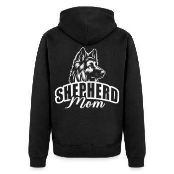 "Shepherd Mom" with dog head - Unisex Premium Organic Zip Hoodie - black - Back - Nico (187cm)