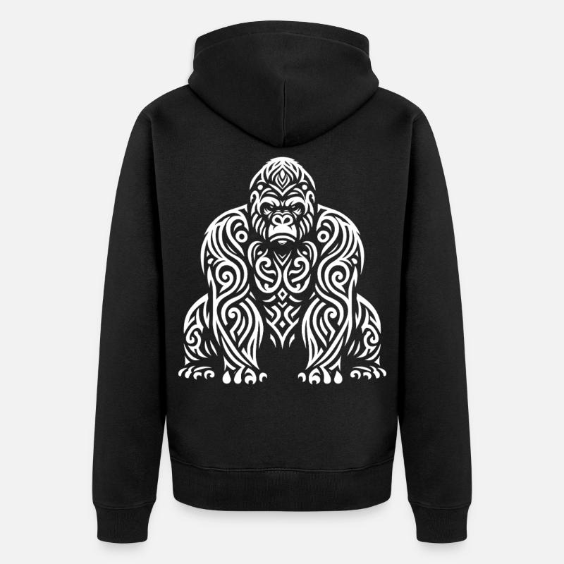 Gorille Tribal - Veste à capuche bio Premium Unisexe - noir