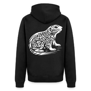 Chien de prairie tribal - Veste à capuche bio Premium Unisexe - noir - Dos - Nico (187cm)