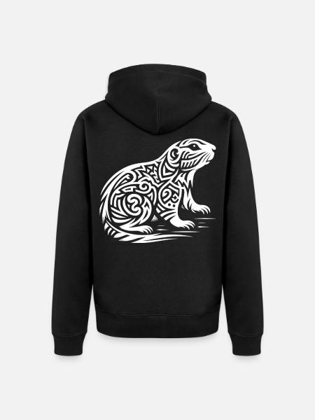 Chien de prairie tribal - Veste à capuche bio Premium Unisexe - noir