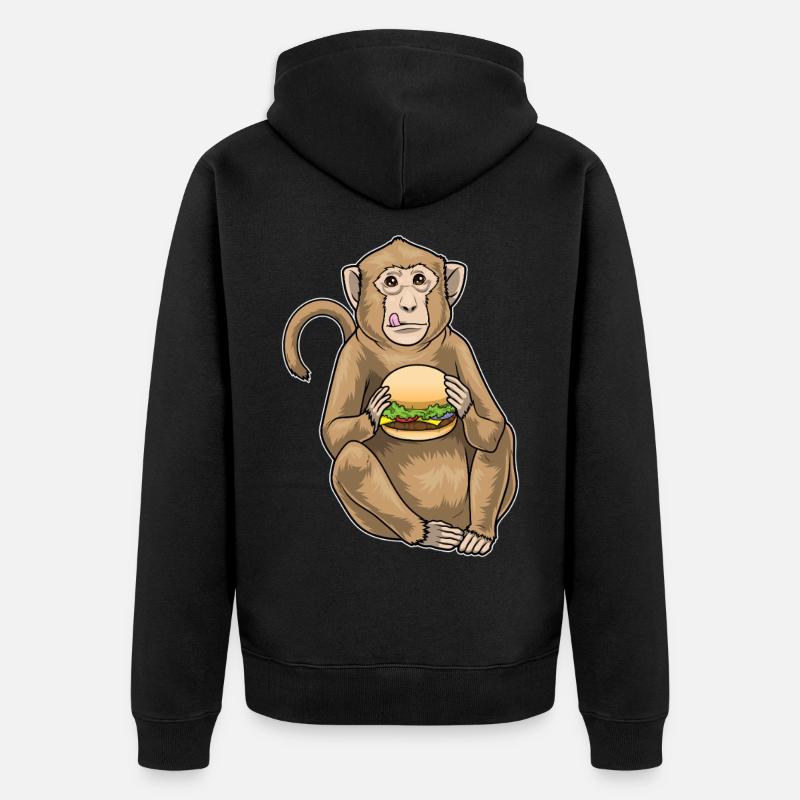 Affe Cheeseburger - Unisex Premium Bio Zip Hoodie - Schwarz