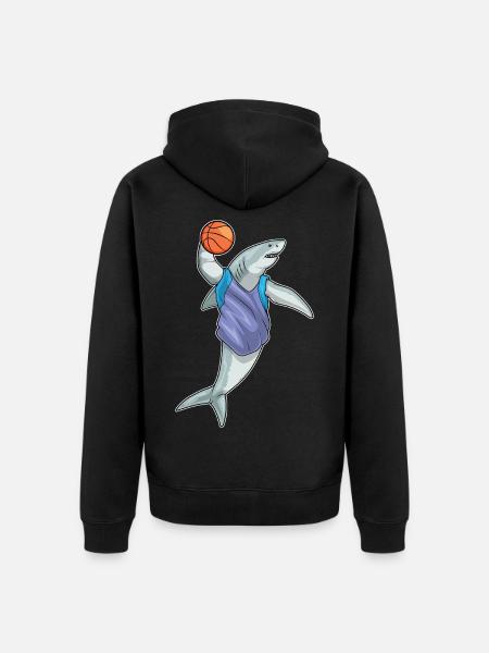 Requin Basketteur Basketteur - Veste à capuche bio Premium Unisexe - noir