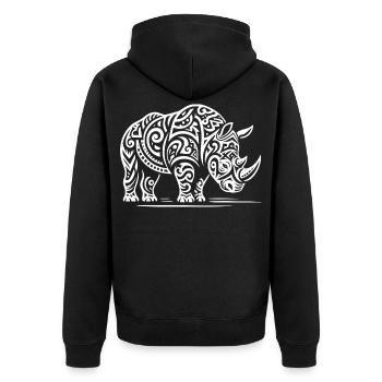 Rhinocéros tribal - Veste à capuche bio Premium Unisexe - noir - Dos - Nico (187cm)