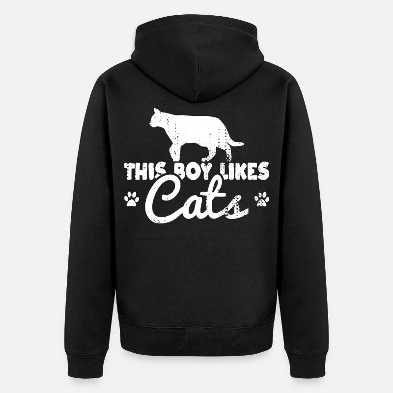 Ce garçon aime les chats - Veste à capuche bio Premium Unisexe - noir