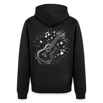 Ukulele Zeichnung - Unisex Premium Bio Zip Hoodie - Schwarz - Hinten - Nico (187cm)