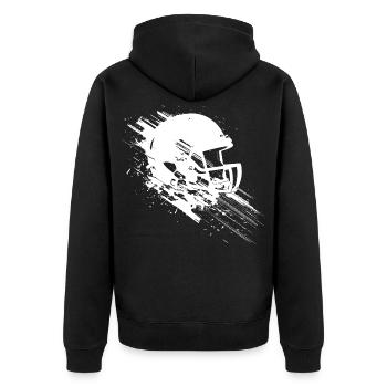 American Football Helm - Unisex Premium Bio Zip Hoodie - Schwarz - Hinten - Nico (187cm)