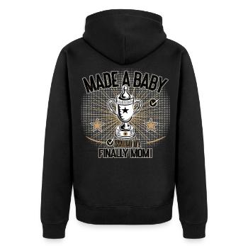 Endlich Mama Baby Bekommen Humor Design - Unisex Premium Bio Zip Hoodie - Schwarz - Hinten - Nico (187cm)