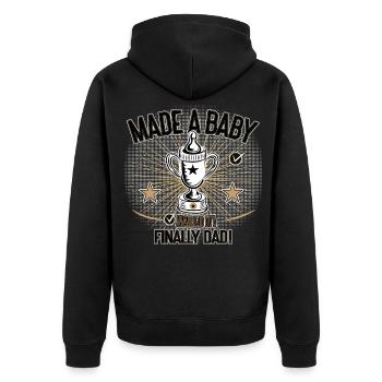Made a Baby Finally Dad Humor Design - Unisex Premium Bio Zip Hoodie - Schwarz - Hinten - Nico (187cm)
