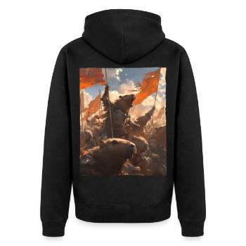 Epic Capybara Revolution Artful Painting - Unisex Premium Organic Zip Hoodie - black - Back - Nico (187cm)