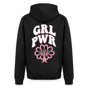 Women Power GRL PWR Girl Patriarchy Feminism - Unisex Premium Organic Zip Hoodie - black - Back - Nico (187cm)