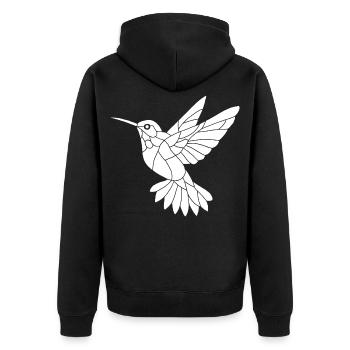 Weißer Kolibri - Unisex Premium Bio Zip Hoodie - Schwarz - Hinten - Nico (187cm)
