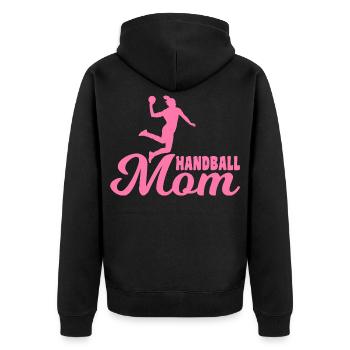 Handballer Mama - Unisex Premium Bio Zip Hoodie - Schwarz - Hinten - Nico (187cm)