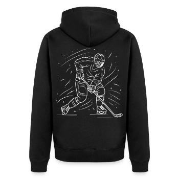 Eishockey Liebhaber Zeichnung - Unisex Premium Bio Zip Hoodie - Schwarz - Hinten - Nico (187cm)