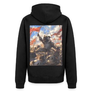 Epic Pug Revolution Artful Painting - Unisex Premium Organic Zip Hoodie - black - Back - Nico (187cm)