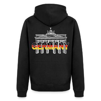 GERMANY - Unisex Premium Bio Zip Hoodie - Schwarz - Hinten - Nico (187cm)