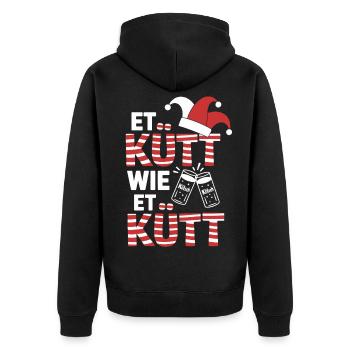 Köln Et Kütt Wie Et Kütt Kölner Grundgesetz Kölsch - Unisex Premium Bio Zip Hoodie - Schwarz - Hinten - Nico (187cm)