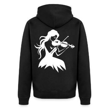 Geige Mädchen Zeichnung - Unisex Premium Bio Zip Hoodie - Schwarz - Hinten - Nico (187cm)