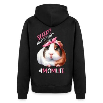 Sleep? What is that? Guinea pig mother mom - Unisex Premium Organic Zip Hoodie - black - Back - Nico (187cm)