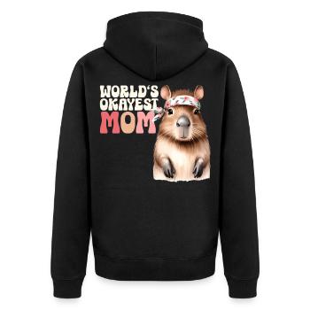 Worlds Okayest Mom Capybara Funny Mom Design - Veste à capuche bio Premium Unisexe - noir - Dos - Nico (187cm)