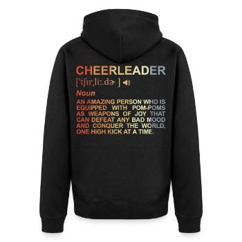 Cheerleader Wörterbuch - Unisex Premium Bio Zip Hoodie - Schwarz - Hinten - Nico (187cm)