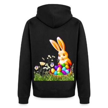 Easter bunny with colorful eggs - Unisex Premium Organic Zip Hoodie - black - Back - Nico (187cm)