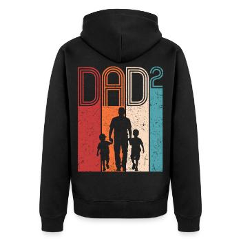 Dad Hoch 2 Vater Zwei Söhne Vatertag Geschenk - Unisex Premium Bio Zip Hoodie - Schwarz - Hinten - Nico (187cm)