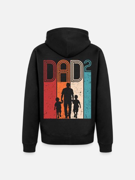 Tata High 2 Ojciec Dwóch Synów Prezent na Dzień Ojca - Ekologiczna rozpinana bluza z kapturem Premium unisex - czarny
