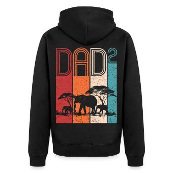 Papa Von Zwei Kindern Safari Elefanten Vatertag - Unisex Premium Bio Zip Hoodie - Schwarz - Hinten - Nico (187cm)