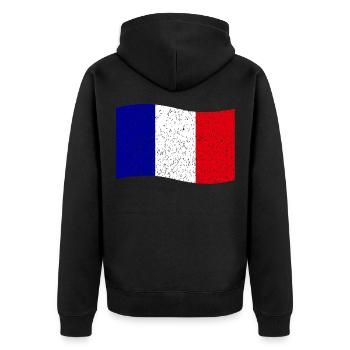 vintage French flag - Unisex Premium Organic Zip Hoodie - black - Back - Nico (187cm)
