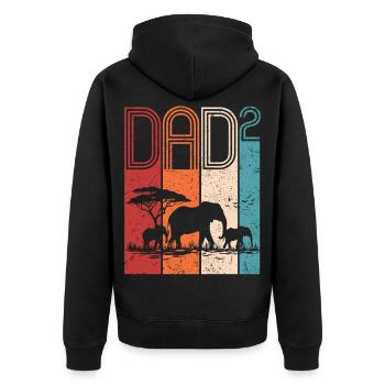 Elephant Family Dad High 2 Gift for Dads - Unisex Premium Organic Zip Hoodie - black - Back - Nico (187cm)
