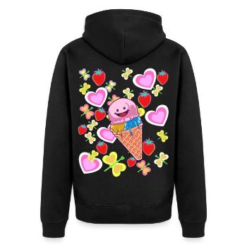 Summer Retro Cream Kids Child Cream - Unisex Premium Organic Zip Hoodie - black - Back - Nico (187cm)
