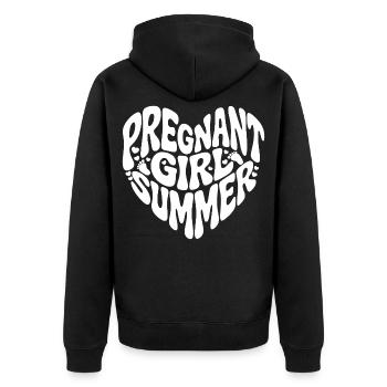 Pregnant Girl Summer - Herz Form - Unisex Premium Bio Zip Hoodie - Schwarz - Hinten - Nico (187cm)
