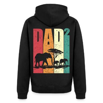 Elephant Two Kids Dad High 2 Father's Day Gift - Unisex Premium Organic Zip Hoodie - black - Back - Nico (187cm)